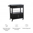 Linon Cameron Wood Granite Top Rolling Kitchen Cart Ample Storage in Black