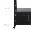 Linon Cameron Wood Granite Top Rolling Kitchen Cart Ample Storage in Black