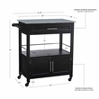 Linon Cameron Wood Granite Top Rolling Kitchen Cart Ample Storage in Black
