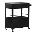 Linon Cameron Wood Granite Top Rolling Kitchen Cart Ample Storage in Black