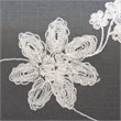 Linon Lauretta Upholstered Floral Embroidered Arm Chair with Pillow in Gray
