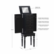 Linon Esther Distressed Wood Jewelry Armoire in Ebony Black