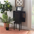 Linon Esther Distressed Wood Jewelry Armoire in Ebony Black