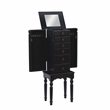 Linon Esther Distressed Wood Jewelry Armoire in Ebony Black