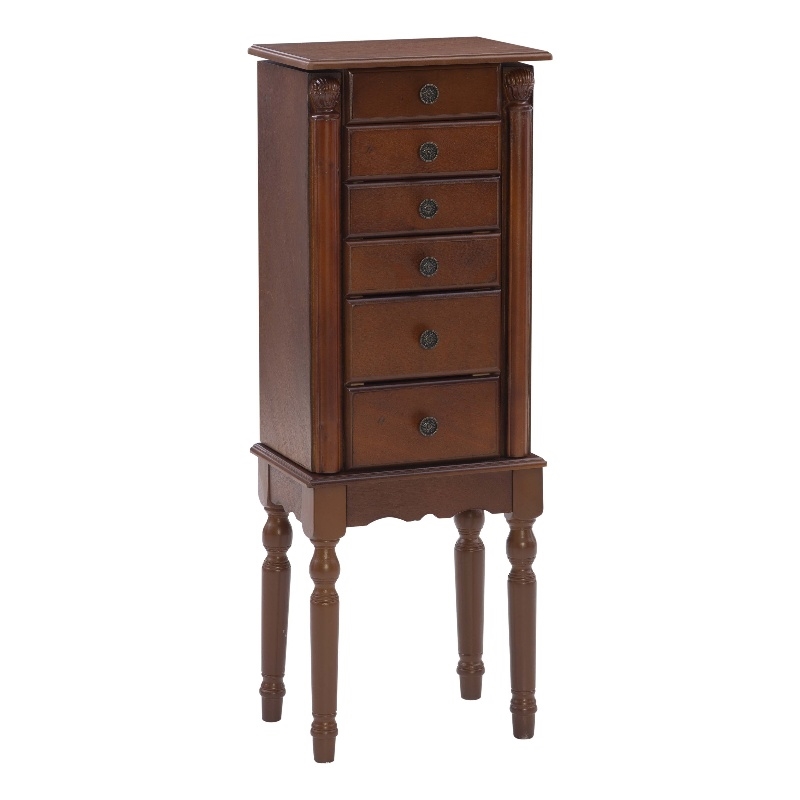 Linon Esther Wood Jewelry Armoire in Deep Cherry
