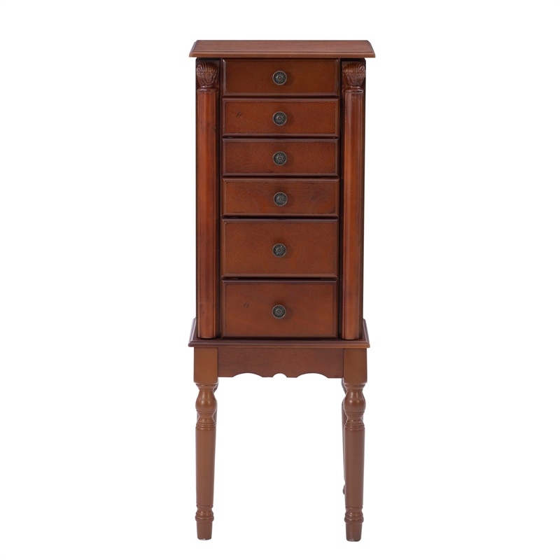 Linon Esther Wood Jewelry Armoire in Deep Cherry