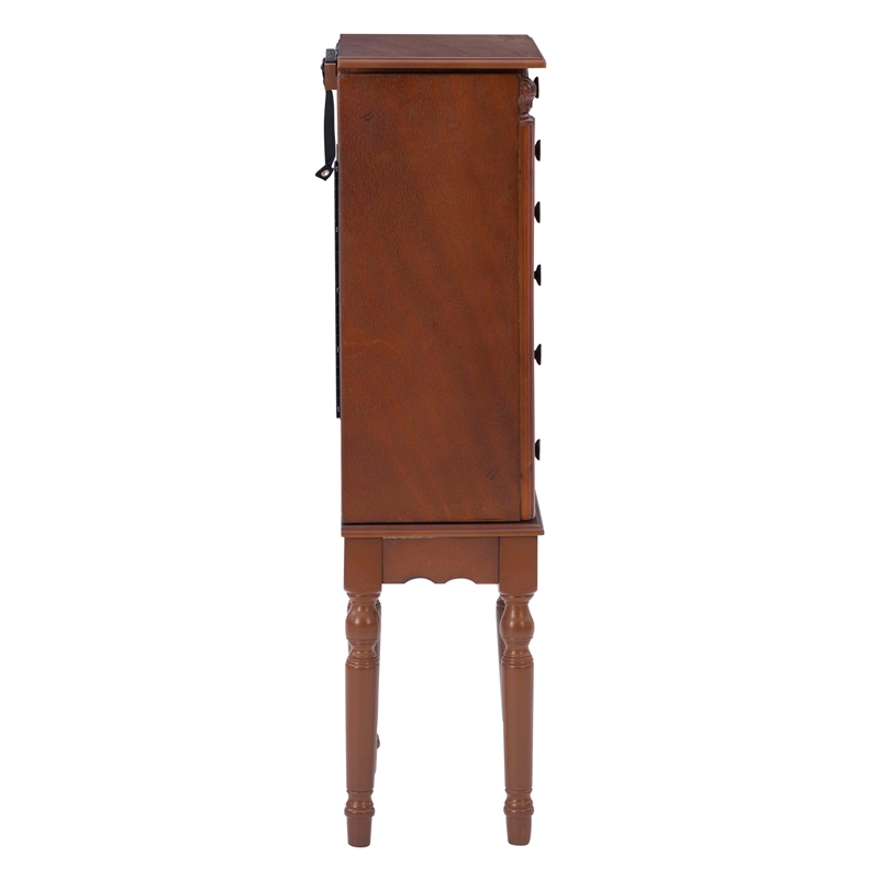 Linon Esther Wood Jewelry Armoire in Deep Cherry