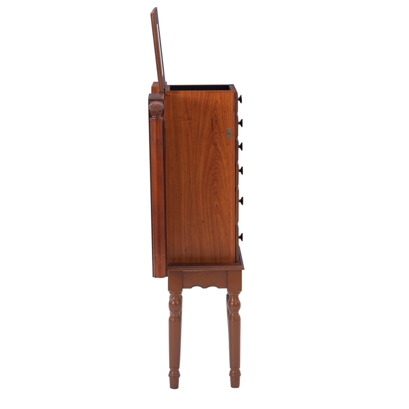 Linon Esther Wood Jewelry Armoire in Deep Cherry