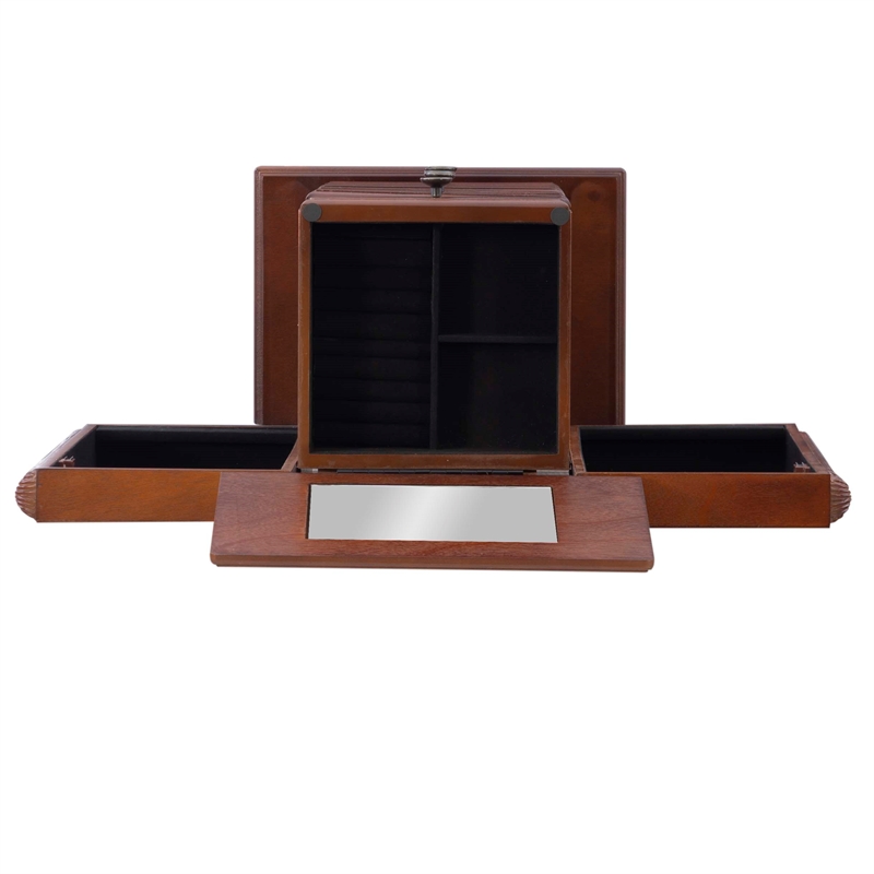Linon Esther Wood Jewelry Armoire in Deep Cherry