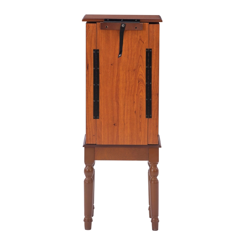 Linon Esther Wood Jewelry Armoire in Deep Cherry