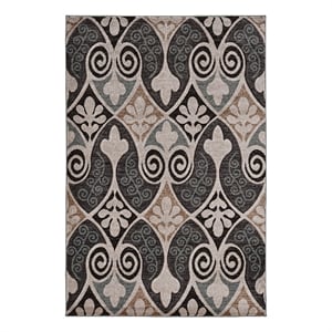 Linon Milan Bilson Machine Made Polypropylene 5'x7'6&quot Rug in Black