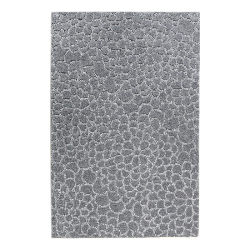 Linon Trio Flowers Hand Tufted Polyester 8'x10' Rug in Blue