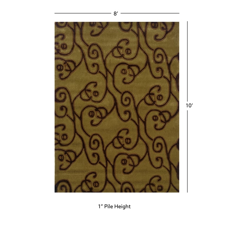 Linon Trio Milard Hand Tufted Polyester 8'x10' Rug in Green