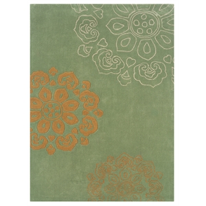Linon Trio Eryne Hand Tufted Polyester 8'x10' Rug in Green