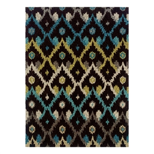 Linon Trio Ikat Hand Tufted Polyester 5'x7' Rug in Brown