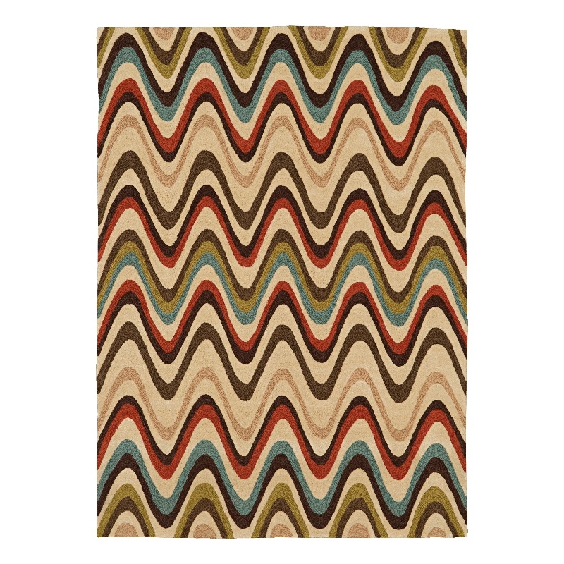 Linon Trio Mouzi Hand Tufted Polyester 5'x7' Rug in Sand Brown
