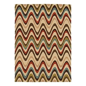 Linon Trio Mouzi Hand Tufted Polyester 5'x7' Rug in Sand Brown