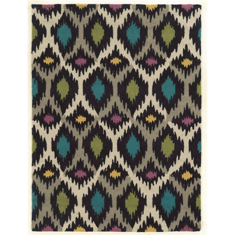 Linon Trio Paxton Hand Tufted Polyester 5'x7' Rug in Gray