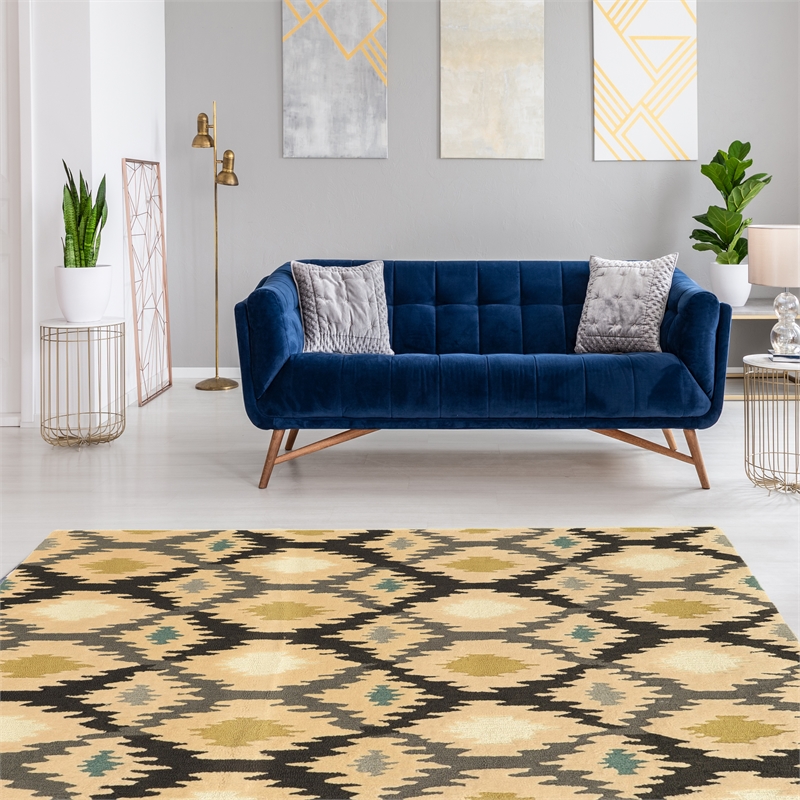 Linon Trio Paxton Hand Tufted Polyester 8'x10' Rug in Gray