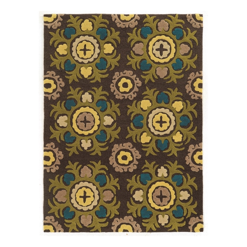 Linon Trio Suzanni Hand Tufted Polyester 5'x7' Rug in Chocolate Brown