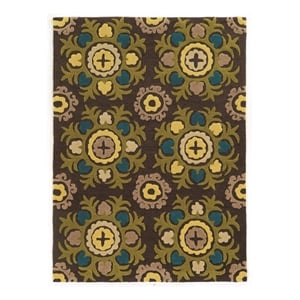 Linon Trio Suzanni Hand Tufted Polyester 5'x7' Rug in Chocolate Brown
