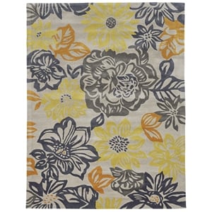 Linon Trio Benton Hand Tufted Polyester 5'x7' Rug in Gray