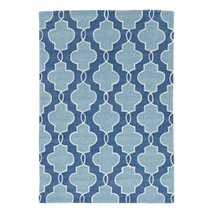 Linon Trio Tile Hand Tufted Polyester 1'10&quotx2'10&quot Rug in Blue