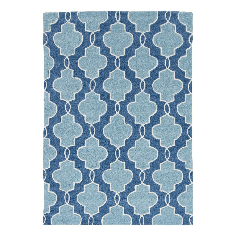 Linon Trio Tile Hand Tufted Polyester 8'x10' Rug in Blue