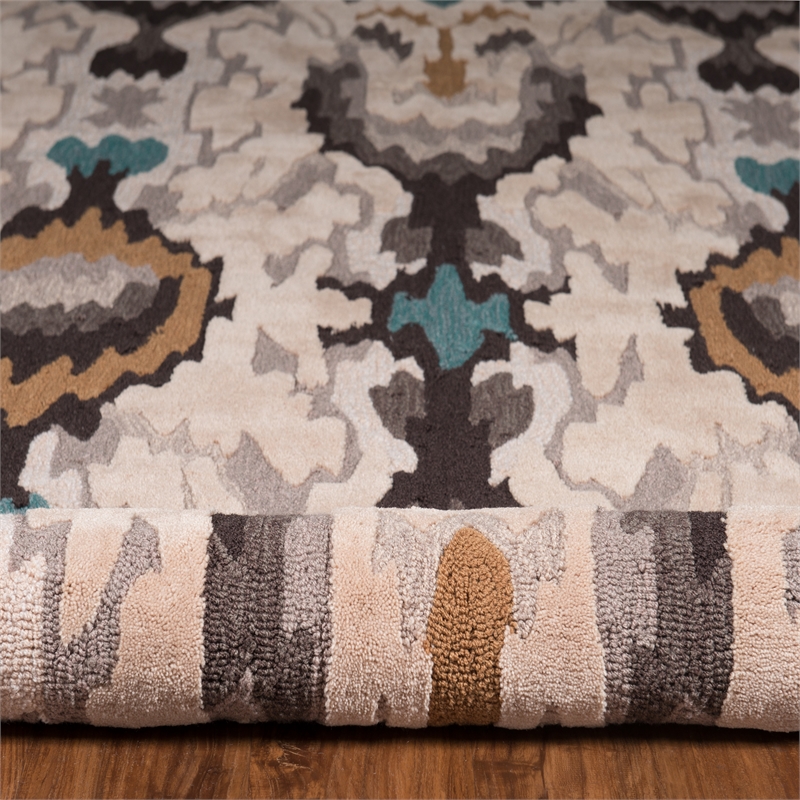 Linon Trio Icon Hand Tufted Polyester 5'x7' Rug in Gray