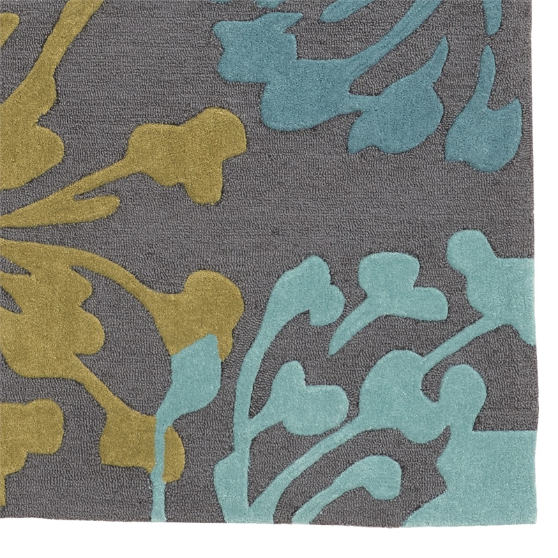Linon Trio Dandelion Hand Tufted Polyester 8'x10' Rug in Gray