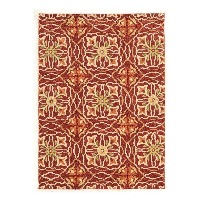 Linon Trio Ikat Hand Tufted Polyester 5'x7' Area Rug in Ivory