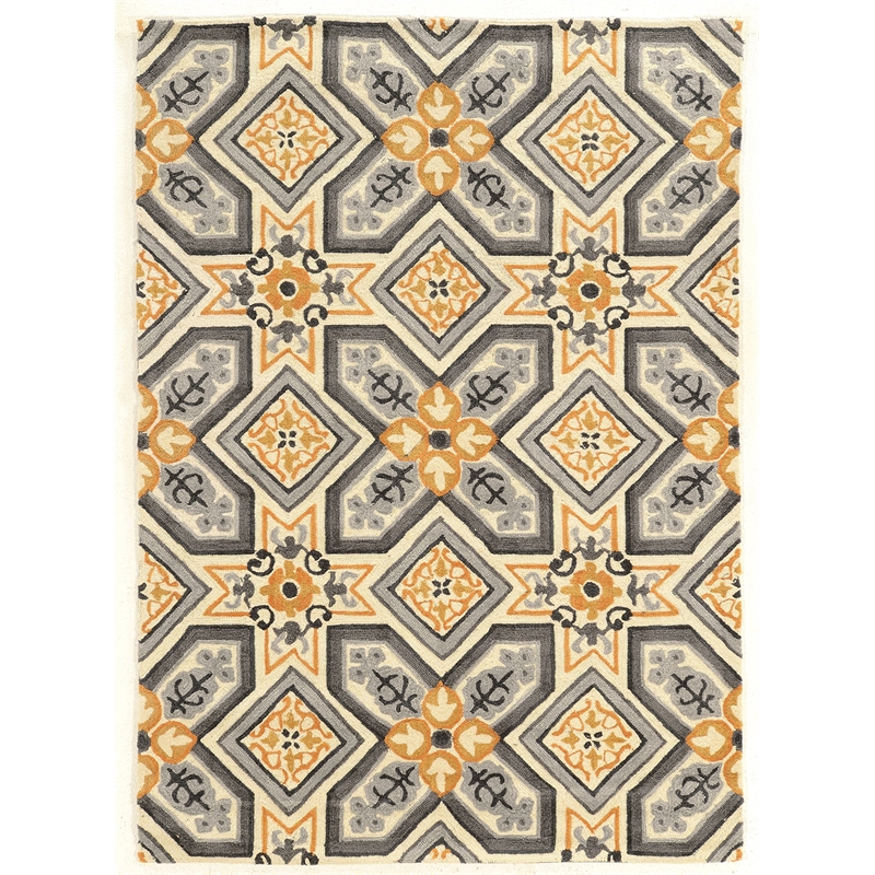 Linon Trio Collette Hand Tufted Polyester 5'x7' Rug in Gray