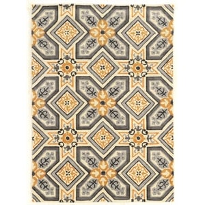 Linon Trio Collette Hand Tufted Polyester 5'x7' Rug in Gray