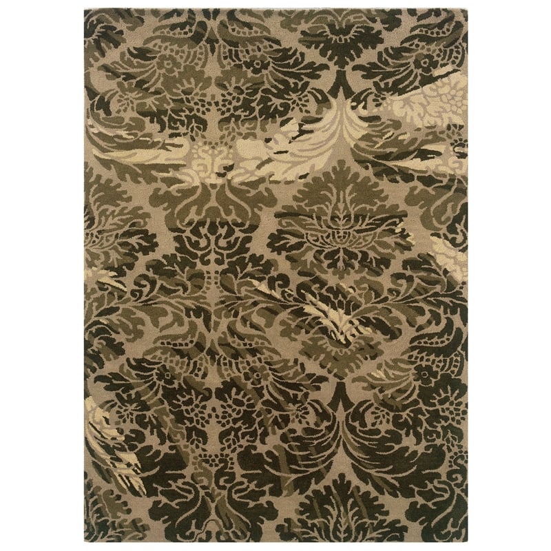 Linon Florence Danika Hand Tufted New Wool 5'x7' Rug in Taupe Beige
