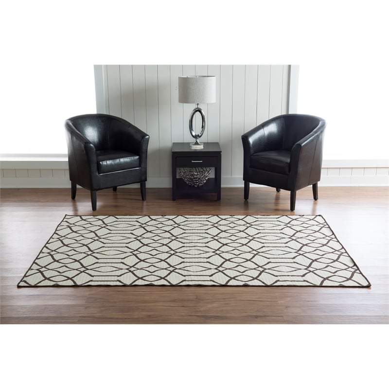 Linon Salonika Irongate Reversible Woven Wool 5'x8' Rug in Brown