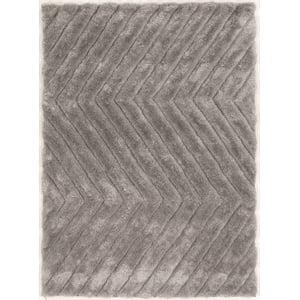 Linon Links Zigzag Hand Tufted Polyester 1'10&quotx2'10&quot Rug in Gray
