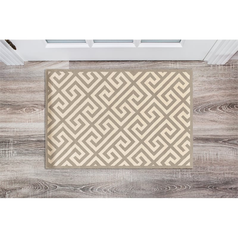 Linon Silhouette Greek Key Hand Hooked Wool 1'10