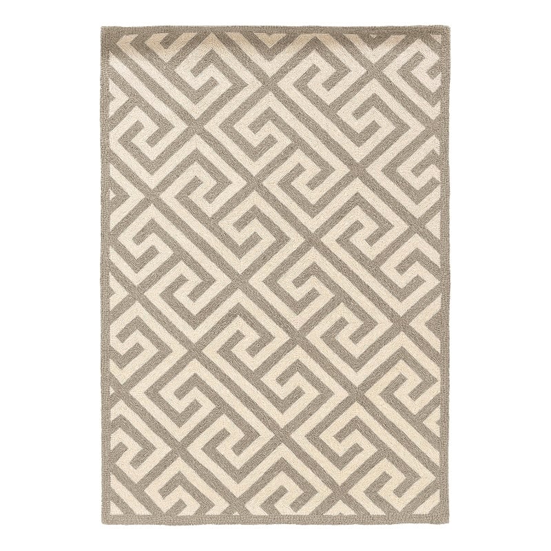 Linon Silhouette Greek Key Hand Hooked Wool 1'10