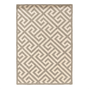 Linon Silhouette Greek Key Hand Hooked Wool 1'10&quotx2'10&quot Rug in Gray