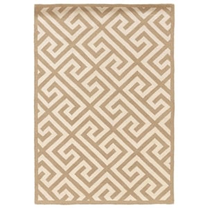 Linon Silhouette Greek Key Hand Hooked Wool 1'10&quotx2'10&quot Rug in Beige