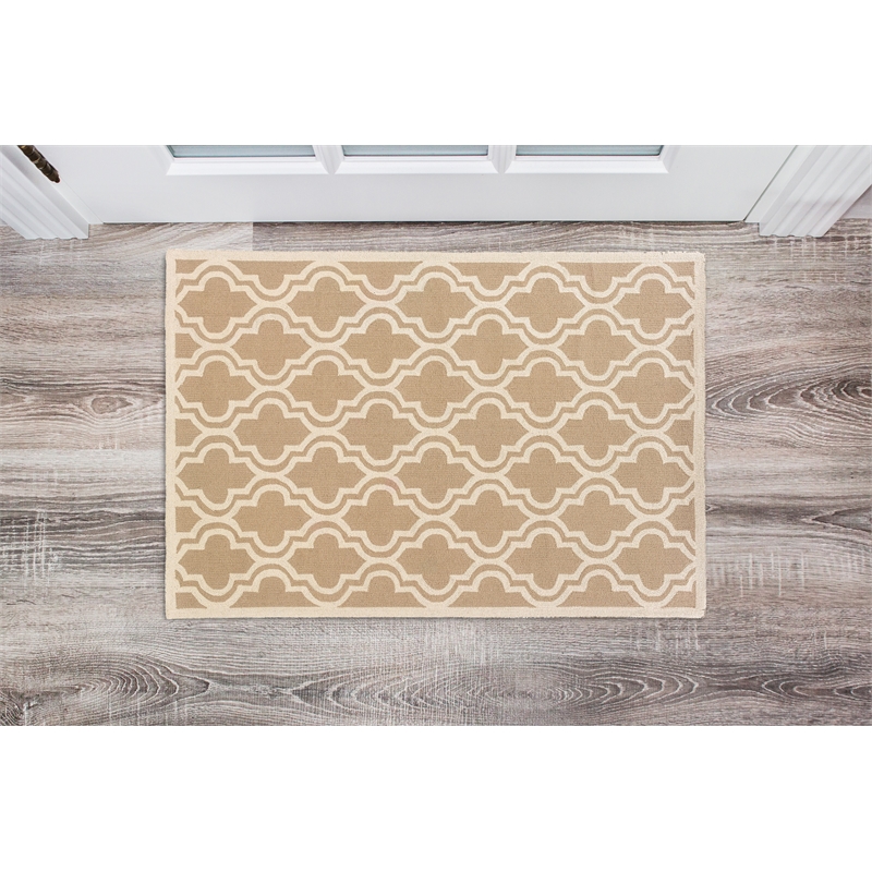 Linon Silhouette Quatrefoil Hand Hooked Wool 1'10