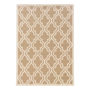 Linon Silhouette Quatrefoil Hand Hooked Wool 1'10&quotx2'10&quot Rug in Beige