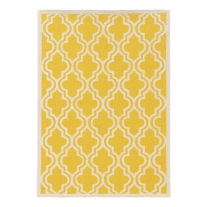 Linon Silhouette Quatrefoil Hand Hooked Wool 1'10&quotx2'10&quot Rug in Yellow