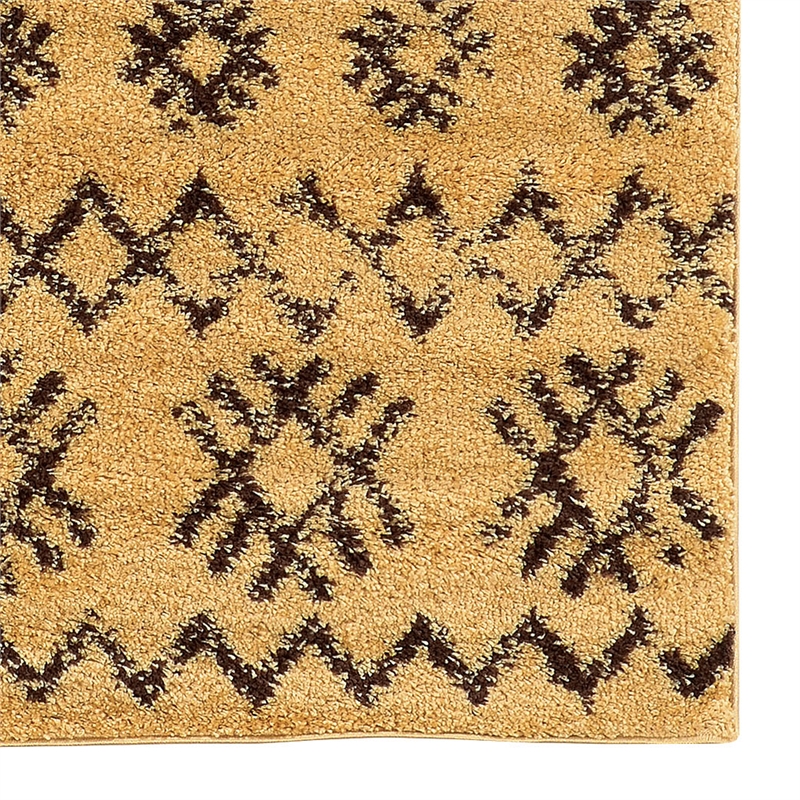 Linon Moroccan Mekenes Power Loomed Polypropylene 5'x7' Rug in Brown