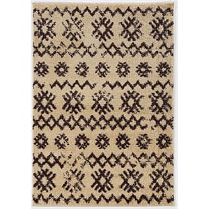 Linon Moroccan Mekenes Power Loomed Polypropylene 5'x7' Rug in Brown