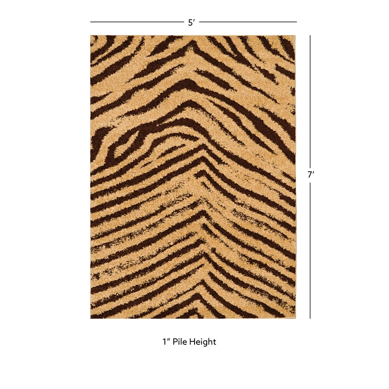 Linon Moroccan Sahara Power Loomed Polypropylene 5'x7' Rug in Brown