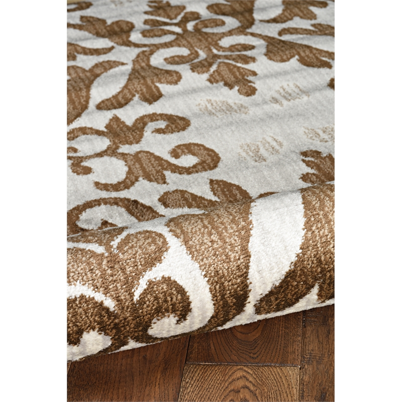 Linon Elegance Florence Power Loomed Polypropylene 8'x10' Rug in Ivory