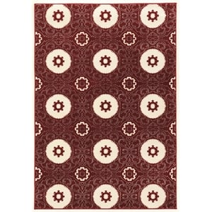 Linon Prisma Karma Polypropylene 8' x 10'4&quot Area Rug in Red