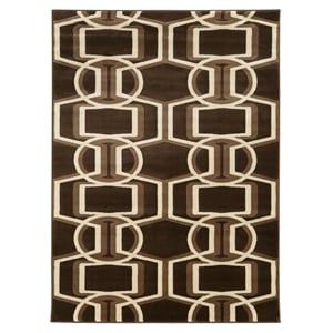 Linon Roma Bridle Power Loomed Polypropylene 8'x10' Rug in Brown