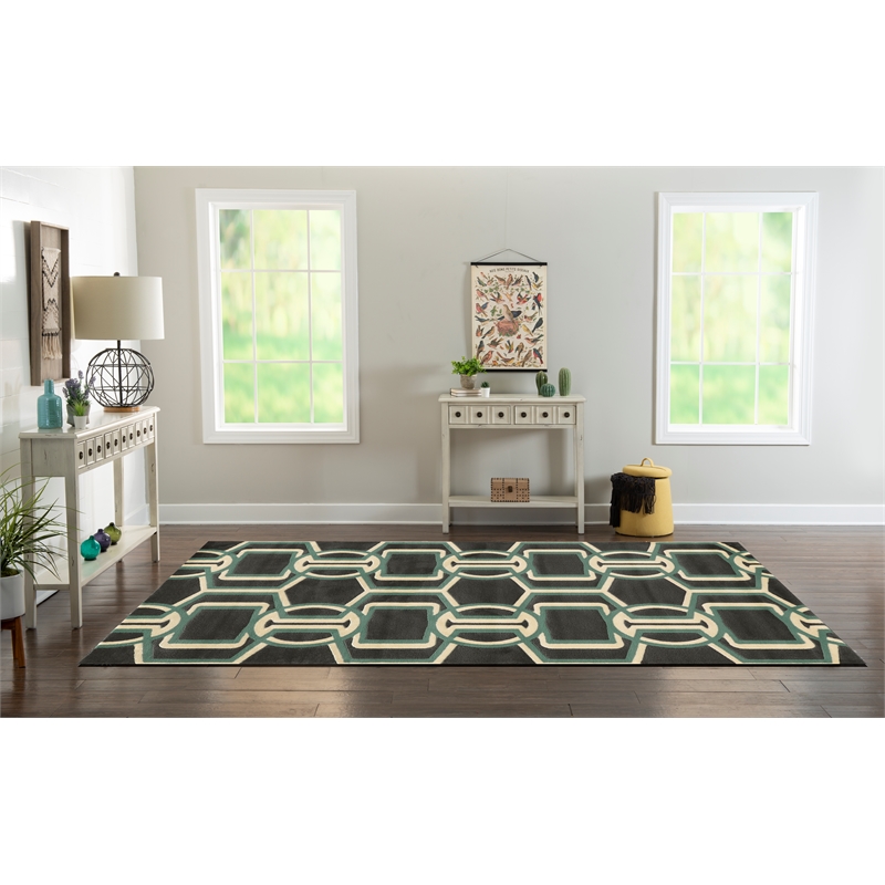Linon Roma Bridle Power Loomed Polypropylene 8'x10' Rug in Brown